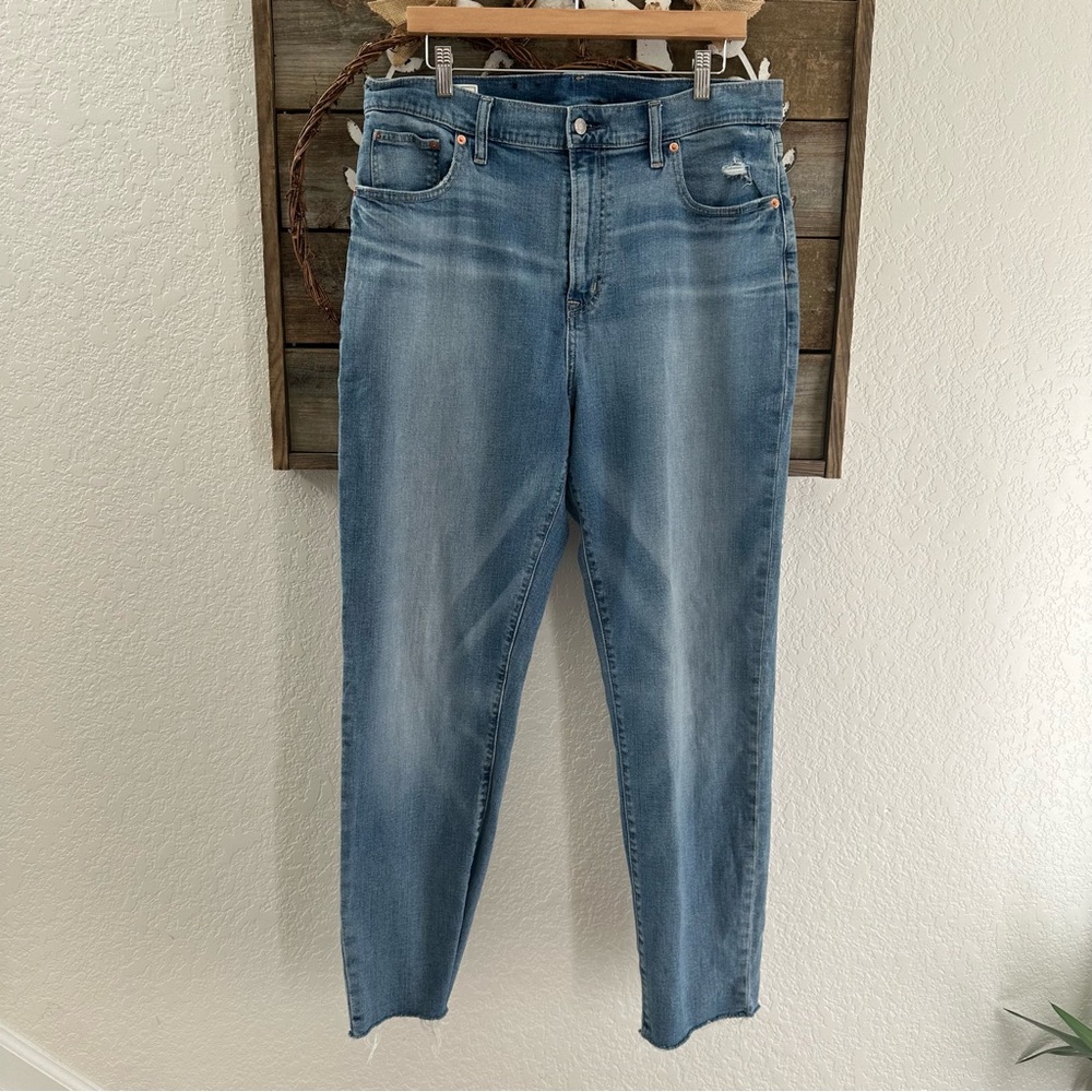 GAP girlfriend high‎ rise stretch cotton denim jeans size 33/16 Tall